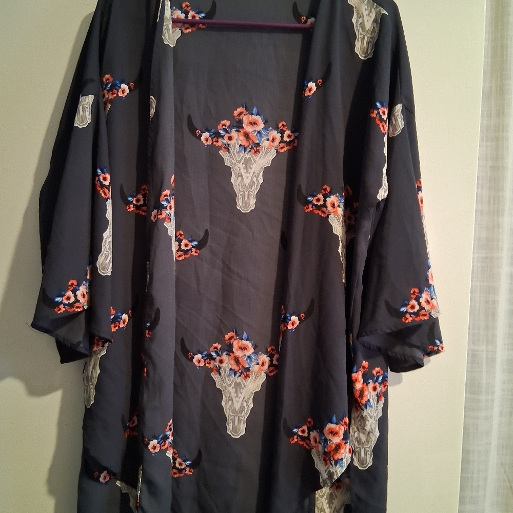 Altar'd State Longhorn Cow Print Sheer Topper